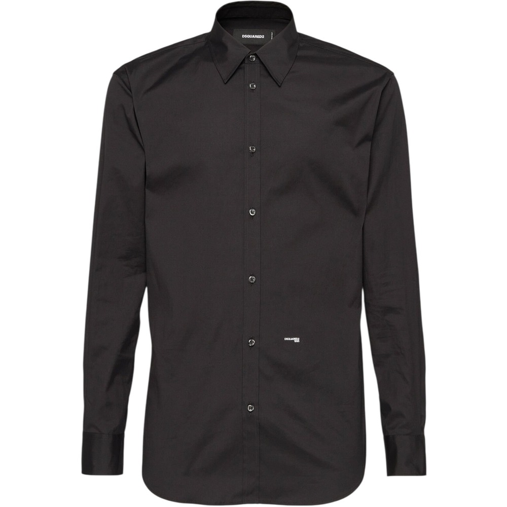 DSQUARED2 Mens Black Mini D2 Relaxed Shirt Button Down Dress Shirt Size 50 Italy